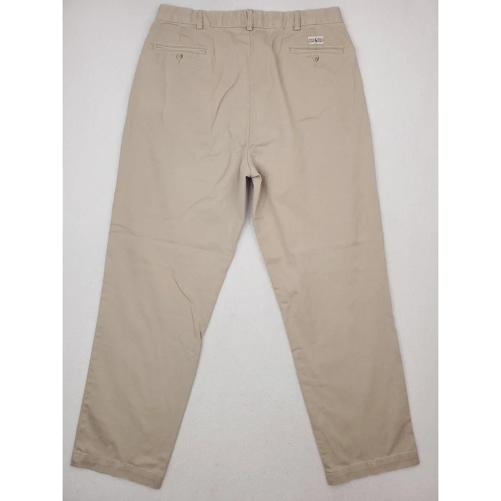 Vintage Polo Ralph Lauren Andrew Pants Mens 38x34 Beige Classic Pleated Chino